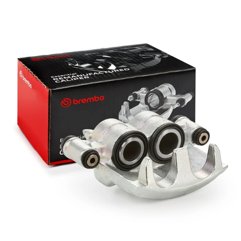 Image of BREMBO F 61 178 Brake caliper ESSENTIAL LINE Front Axle Left Grey Cast Iron Brake Caliper (78)