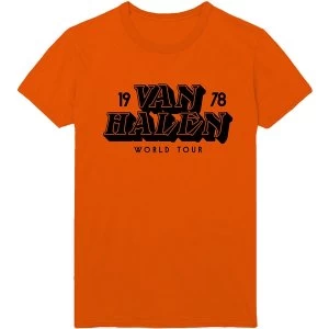 image of Van Halen - World Tour '78 Mens Large T-Shirt - Orange