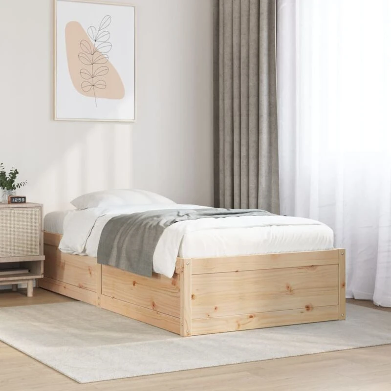 Image of VIDAXL Bed Frame without Mattress 90x190cm Single Solid Wood Pine Vidaxl 8721102647819