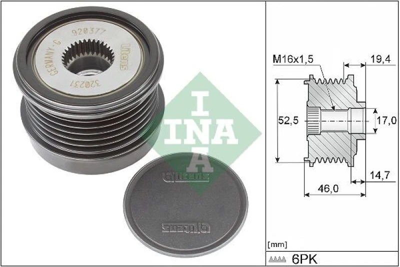 Image of Alternator clutch pulley INA 535 0373 10