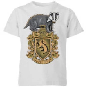 image of Harry Potter Hufflepuff Drawn Crest Kids T-Shirt - Grey - 11-12 Years