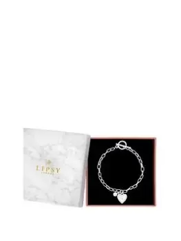 image of Lipsy Silver Heart Charm Bracelet - Gift Boxed