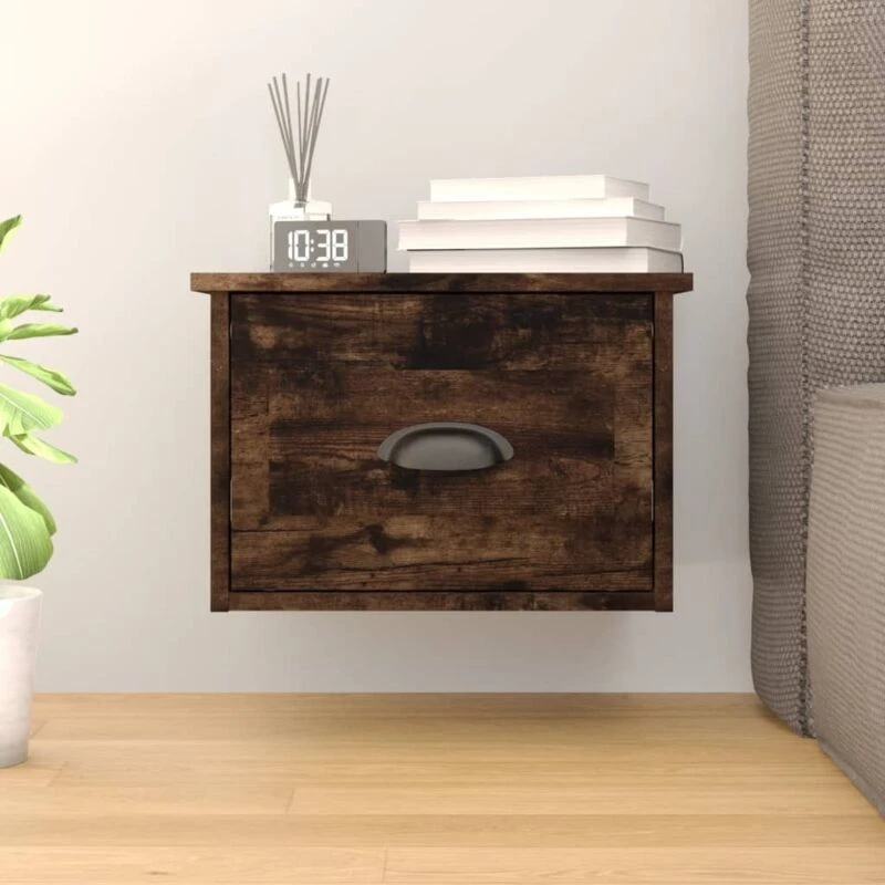 Image of VIDAXL Wall-mounted Bedside Cabinet Smoked Oak 41.5x36x28cm Vidaxl 8720845792763