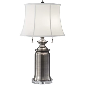 Image of Stateroom - 2 Light Table Lamp Antique Nickel, E27 - Elstead