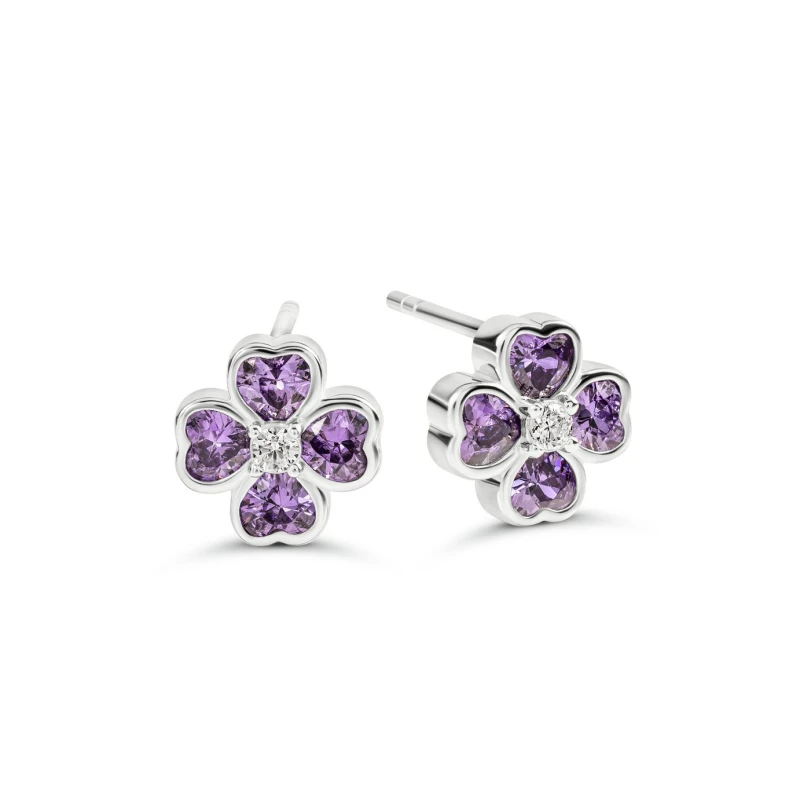 Image of Radley Sterling Silver Heart Flower Stud Earrings
