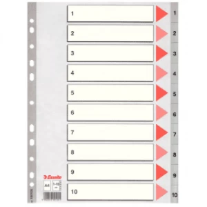 image of Esselte 100105 A4 Plastic Dividers Grey with 10 Tabs (11 holes)