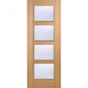 Image of LPD Internal Oak VANCOUVER Pre-Finished 4 Light Clear Glazed Fire Door FD30 (27" x 78")
