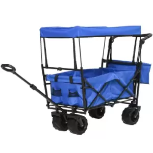 image of Durhand 2-Compartment Push/Pull Handle Trolley Cart - Blue