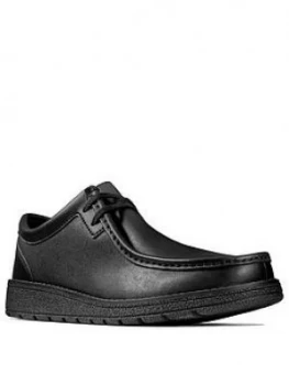 Image of Clarks Youth Mendip Craft Lace Up School Shoes - Black Leather, Size 7 Older