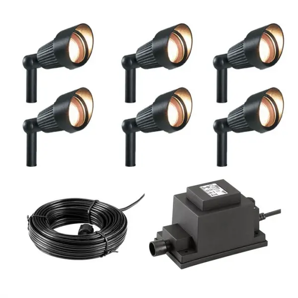 image of Techmar Techmar Plug and Play - Focus Verona LED Garden Spotlight Kit - 6 Lights