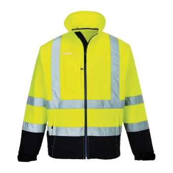 Image of Portwest Fleece Lined Class 3 Hi Vis Jacket Yellow / Navy 3XL