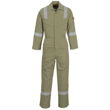 image of Portwest - FR21KHRS - sz S Flame Resistant Super Light Weight Anti-Static Coverall 210g - Khaki