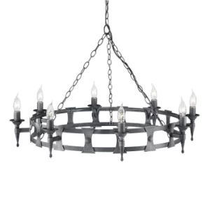 image of Saxon 8 Light Chandelier Black, Silver Finish, E14