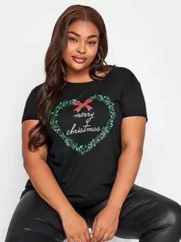 Image of Yours Novelty Tee - Christmas Wreath, Black, Size 14, Women