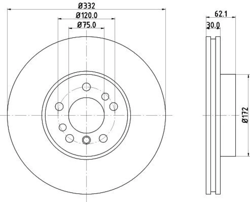 Image of HELLA Brake disc HELLA 8DD 355 127-631