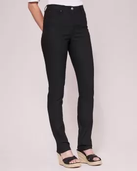 image of Cotton Traders Womens Stretch Straight-Leg Trousers in Black