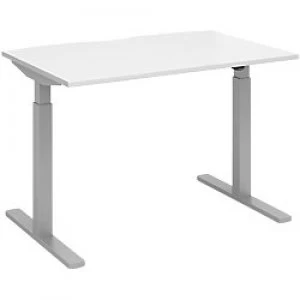 Image of Elev8² Sit Stand Single Desk with White Melamine Top and Silver Frame 2 Legs Mono 1200 x 800 x 675 - 1175 mm