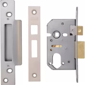 Image of ERA Pro-Fit Euro Profile Sashlock 64mm Satin in Chrome Steel