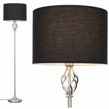 Memphis Twist Floor Lamp in Brushed Chrome - Black - No Bulb