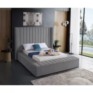 Image of Kensington Upholstered Beds - Plush Velvet, Double Size Frame, Grey - Grey