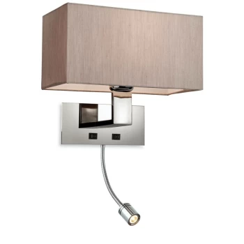 image of Firstlight Prince - 1 Light 2 Light Switched Indoor Wall Light Polished Stainless Steel, Oyster, E27