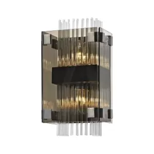 Apollo 1 Light Wall Sconce Dark Bronze Polished Chrome, Glass