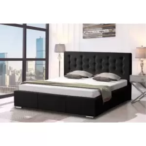 Image of Pinia Bed Small Double Plush Velvet Black
