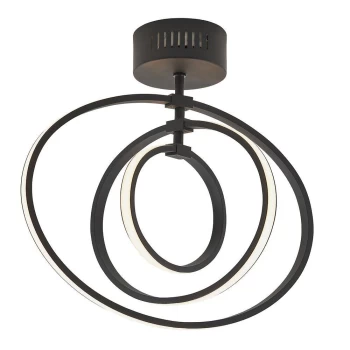 Image of Avali LED Semi Flush Light Matt Black & White Acrylic