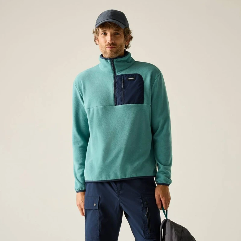 Image of Regatta Mens Frankie Half Zip Fleece in Aqua Size: 2XL Aqua Male 2XL
