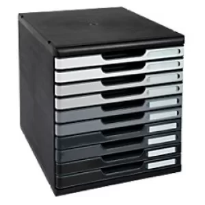 Image of Exacompta Drawer Unit with 10 Drawers Modulo Plastic Black, Grey 28.8 x 35 x 32 cm