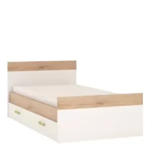 4Kids Single Bed With Under Drawer In Light Oak And White High Gloss (Lemon Handles)