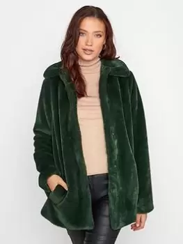 Image of Long Tall Sally Faux Fur Jacket - Dark Green, Size 12, Women