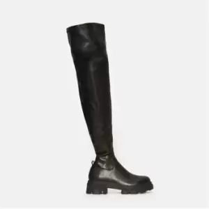 Image of Missguided Over The Knee Chunky Lego Sole Sock Boots - Black
