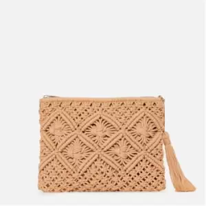 image of Missguided Woven Clutch Bag - Nude