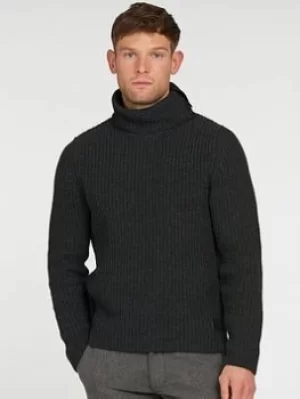 Image of Barbour Barbour Fisher Knitted Roll Neck, Charcoal, Size 2XL, Men