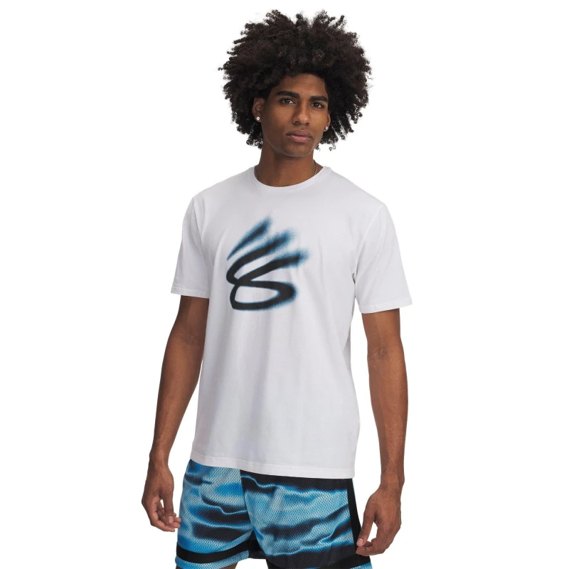 Image of Under Armour Curry Playable T-Shirt Mens White/Black male S