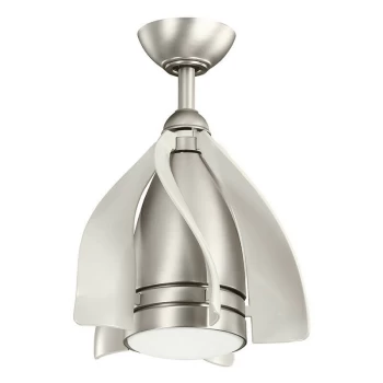 Image of Kichler Terna 5 Blade 38cm Ceiling Fan with LED Light Brushed Nickel Remote Control - Elstead
