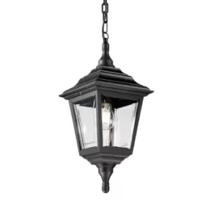 Image of Outdoor IP44 1 Bulb Chain Lantern Black LED E27 100W Light Fitting