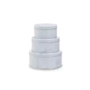 Image of Interiors by PH Marble Print Storage Tins, Round, Set Of 3