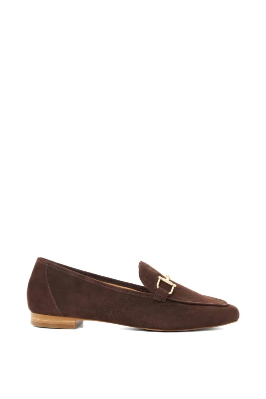 Image of Dune London Womens 'Grained' Suede Loafers in Brown Size: 3 Brown Female 3