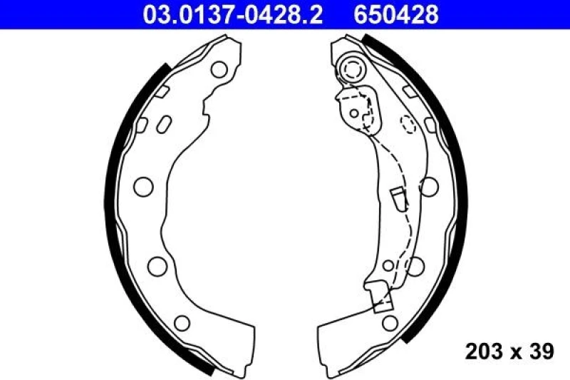 Image of ATE 03.0137-0428.2 Brake Shoes with lever Brake Shoe Set (70)