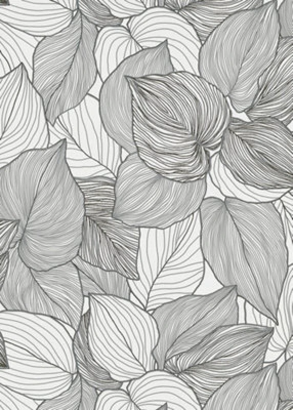 Image of Erismann Contemporary Banana Leaf Wallpaper With Mica Accents In Mono