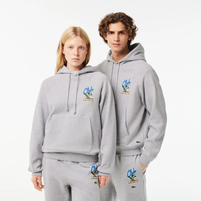 Image of Lacoste Mens Over-the-Head Hoodie Silver Chine male 2XS