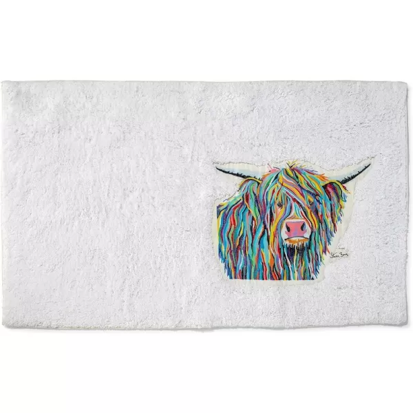 image of Art by Steven Brown Angus McCoo Bath Rug, Non-Slip Backing, Applique Design - White - Croydex