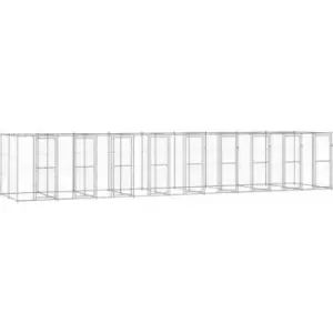 Image of Vidaxl - Outdoor Dog Kennel Galvanised Steel 21.78 m² Silver
