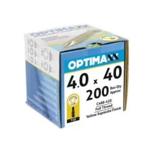 Image of Optimaxx 4 x 40mm Torx Drive Wood Screws - Box of 200 - Yellow
