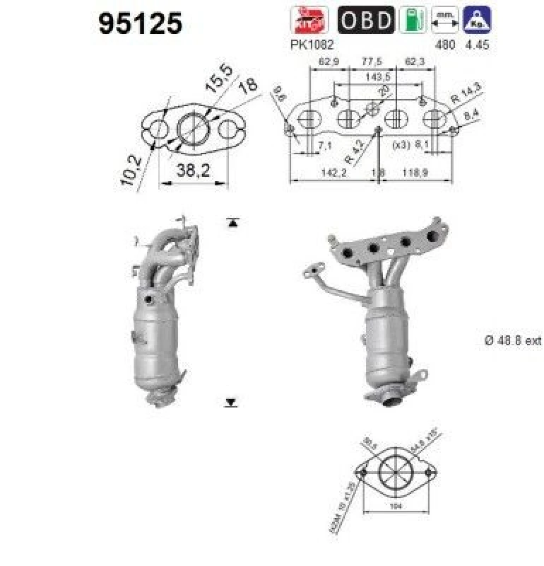 Image of AS Catalytic converter AS 95125