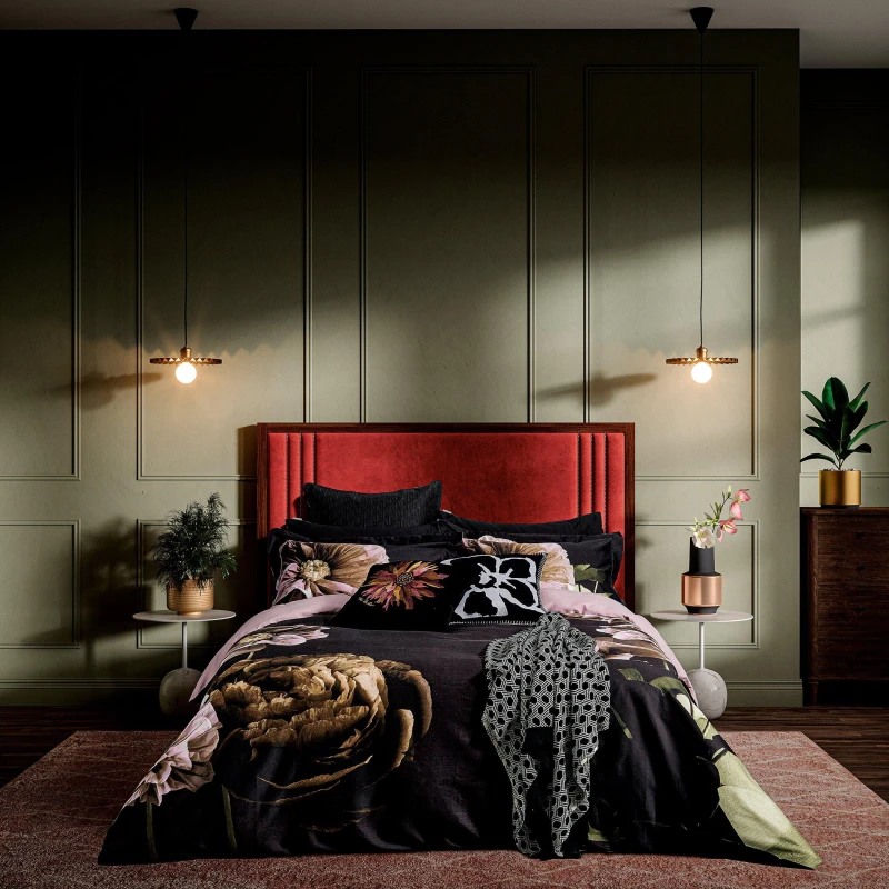 Image of Ted Baker 'Paper Floral' Cotton Duvet Cover Set in Black Size: Super King Black Super King Unisex 5016709719049