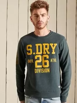 Image of Superdry T&f Crew Sweat - Green Marl, Green Marl, Size S, Men