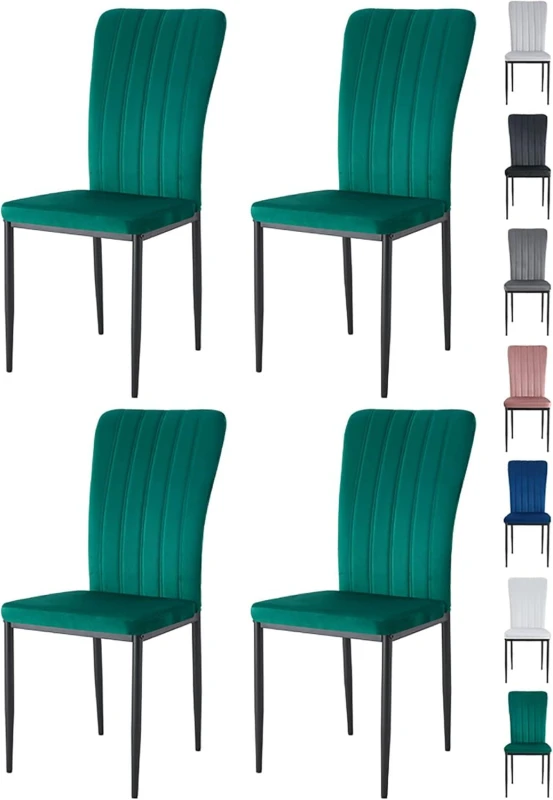 Image of MCC Direct Set of 4 High back Dining Chairs Velvet FabricKitchen/Dining Seating - Elle By MCC in Green Green Unisex